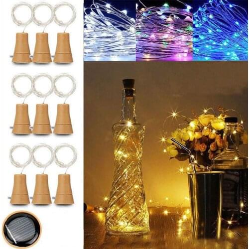 Solar Wine Bottle Lights Waterproof Solar Cork String Light Copper Wire Fairy Light for Holiday Christmas Party Wedding Decor