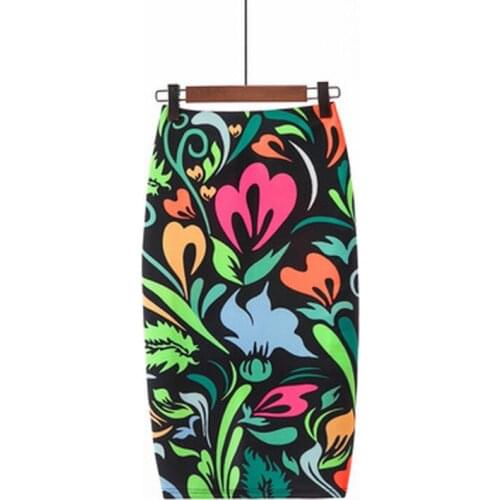 Female Falda Vintage Womens Pencil Skirt New Print High Waist Slim Skirts Young Girl Summer Large Size Japan