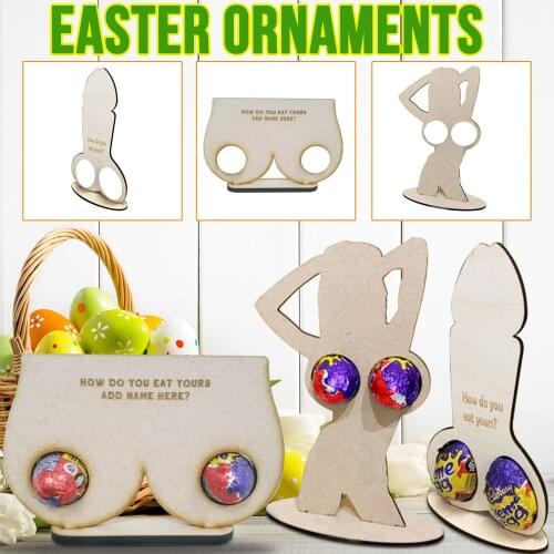 Easter Wooden Funny Hanging Ornaments Wood Eggs Chicken DIY Decor with vivid and interesting lovely patterns Happy Easter egg