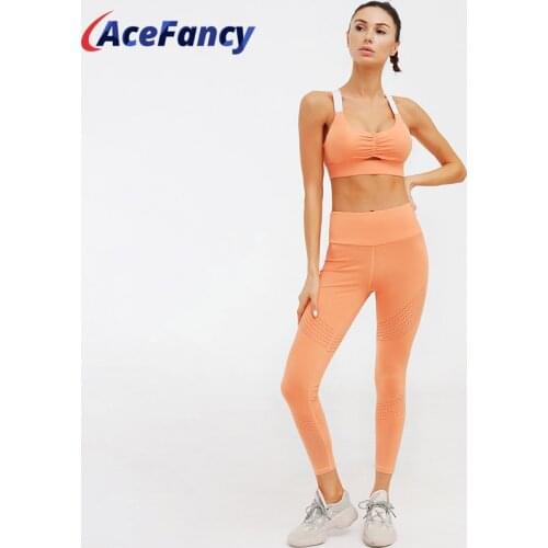Fast Dry Yoga Outfits For Women Workout Set ZC2433 Soft Leggings And Crop Top 2pcs Yoga Clothing Gym Wear For Women Fitness
