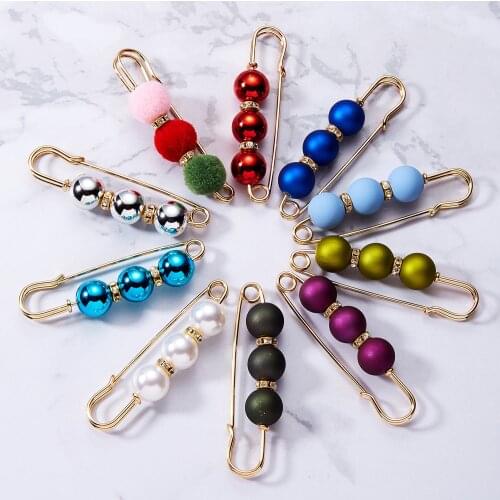 RINHOO Hot Sale 1Pc Imitation Pearl Circle Brooch PU Button Women Zircon Fashion Brooches Colourful