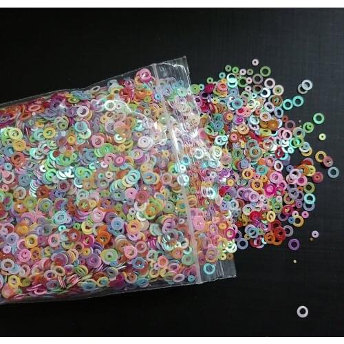 100g Mixed Hollow Ring PVC Sequin Glitter Sparkle Decoration Garment Craft, Nail Art Paillettes Slime DIY Supplies Accessory