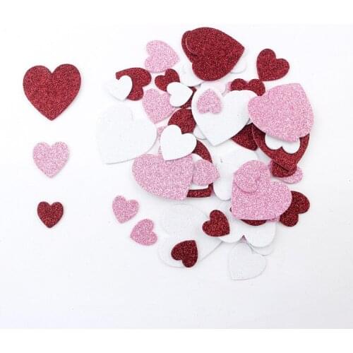 100Pack Self-Adhesive EVA Stickers 3 Colors Love Heart Foam Sticker Crafts DIY Decoration Kids Toy Gift