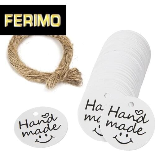 100pcs multi cute brown /white paper gift label tag handmade jewelry charms tag round wedding favors /cookies decorative tag