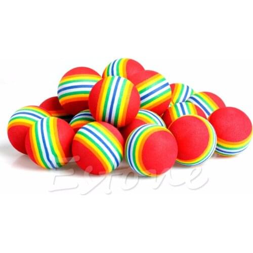 20 Pcs Rainbow Stripe FOAM Sponge Golf Balls Swing Practice Training Aids Sports Y51D