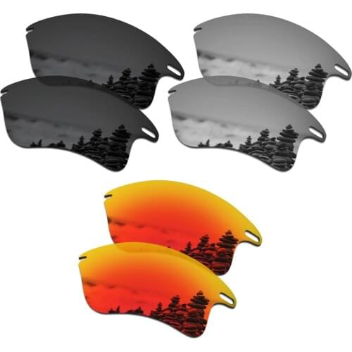SmartVLT 3 Pairs Polarized Sunglasses Replacement Lenses for Oakley Fast Jacket XL Stealth Black & Silver Titanium & Fire Red