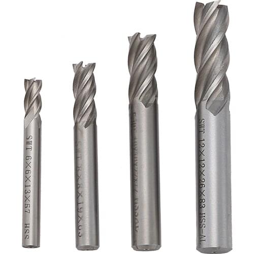 4 Blades Milling Cutter Router Bit End Mill HSS Set 6/8/10/12mm Flute CNC Tools 4Pcs