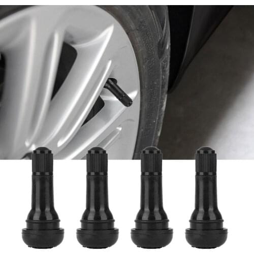 4pcs TR413 Snap in Rubber Tubeless Tire Valve Cap Wheel Stem Vacuum Nozzle Car Accessories