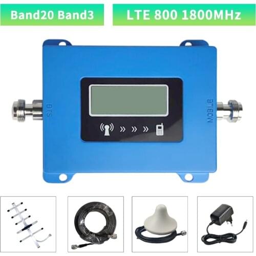 4g Signal Booster LTE Band20 Band3 800 1800mhz Mobile Signal Booster Repeater Cellular Amplifier Cell Phone Signal Booster