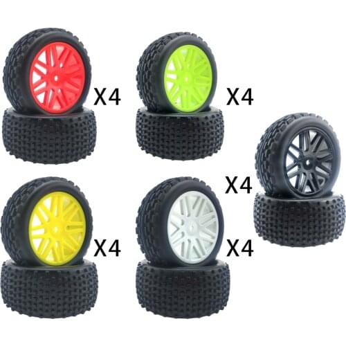 4x 1:10 Rubber Front and Rear Wheels and Tires for HSP 94107 94106 Model Crawler Bigfoot Off Road Vehicles Monster Trucks Parts