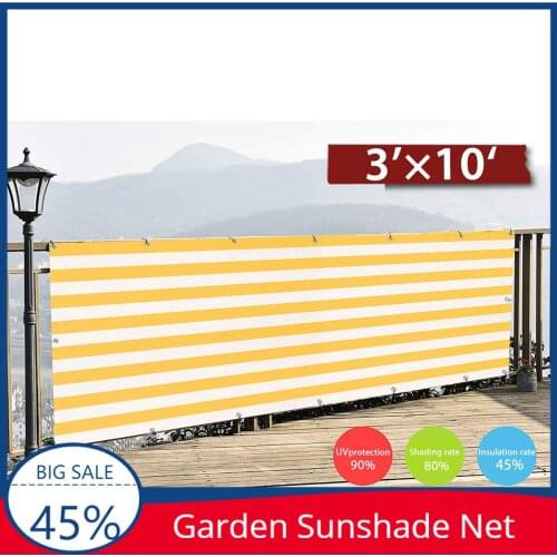 5x0.9m Outdoor Balcony Porch Shade Sail Striped Privacy Screen Net Fence Gardeneer Blind UV Protective Safety Net