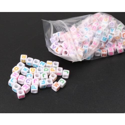 6mm 400pcs Mixed color Letter Alphabet Cube Acrylic pony neon Beads For Jewelry making DIY