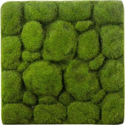 Promotion! Grass Mat- Stone Shape Indoor Green Artificial Lawns Turf Carpets Fake Sod Moss for Home Hotel Wall Balcony Decor