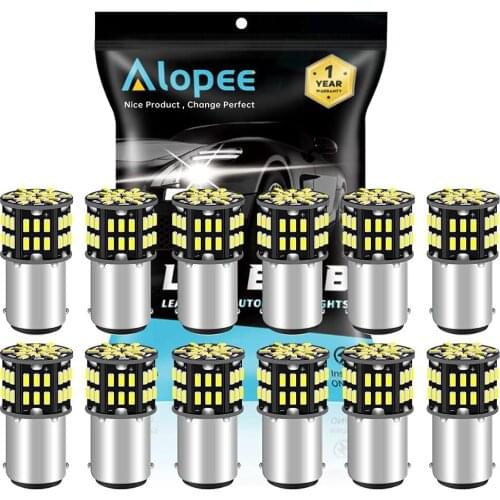 12-Pack 12V-DC BA15D 1142 White 6500k LED Light 3014 54 SMD Car Interior Lamps Camper Turn Signal Light Tail Backup Bulbs