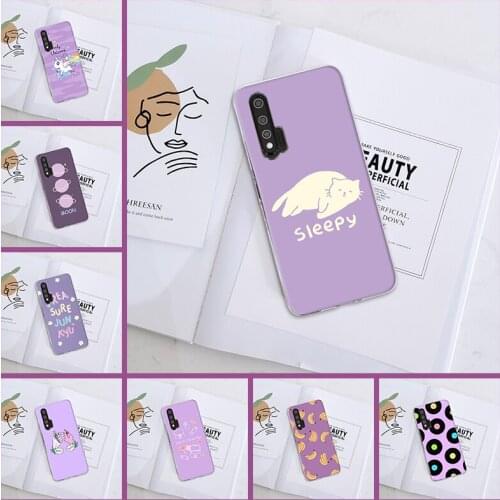Phone Case For Huawei Nova 5t 5i 5 Pro 5z Silicone Transparent Purple Cat Unicorn Soft Back Cover For Huawei Nova 7 6 Se Pro 5G