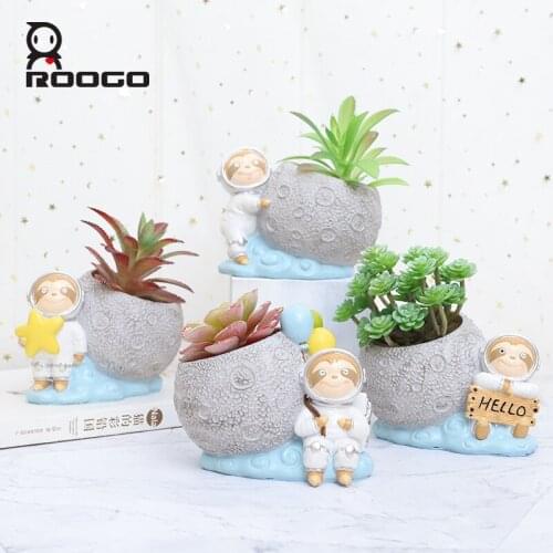 Roogo Flower Pot Mini Garden Cactus Succulent Pot Modern Plant Pot Flowerpot Home Decor Indoor Room Balcony Decorations Pots