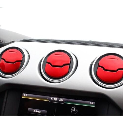 Stainless Steel Car Interior Dashboard Panel Modified Central Air Outlet Decorative Stickers for 15-18 Ford Mustang Accessories