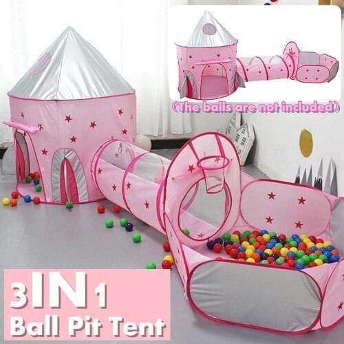 3 In1 Baby Tent Kid Crawling Tunnel Play Tent House Ball Pit Pool Tent for Children Toy Ball Pool Ocean Ball Holder Set