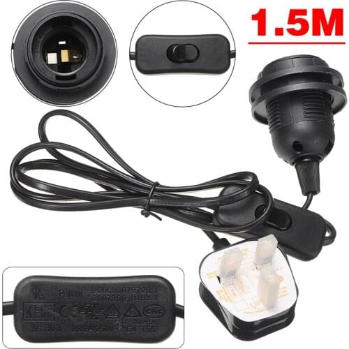 E27 Light Bulb Holder 3 Pin UK Plug With Inline Switch Lamp Shade Collar Replacement Lighting Accessories Lamp Bases