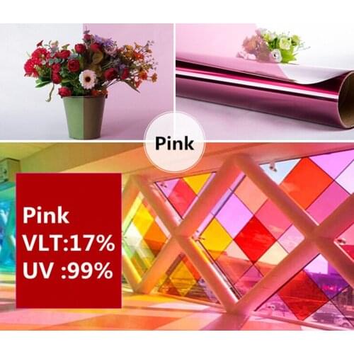 HOHOFILM 50cmx200cm Pink Decorative Window Film Glass Sticker Adhesive Home Office Decor House Decor Building glass 20''x78.74
