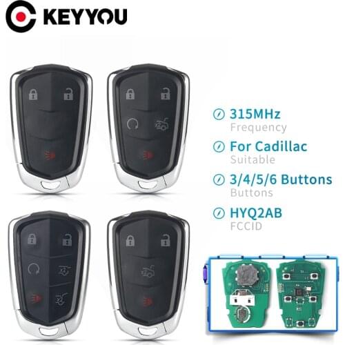 KEYYOU 2+1/3+1/4+1/5+1 Buttons 315MHz HYQ2AB ID46 Chip Keyless Smart Remote Key For Cadillac ATS CTS 17-2019 XTS CT6 XT5 SUV