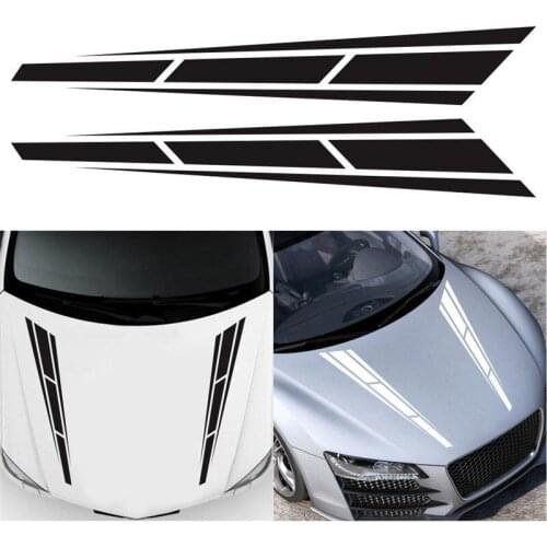 2PCS 80CM*12CM Car Head Stickers Racing Sport Stripe Vinyl Decals Sticker Graphics Truck Bonnet Stickers Car Accessories