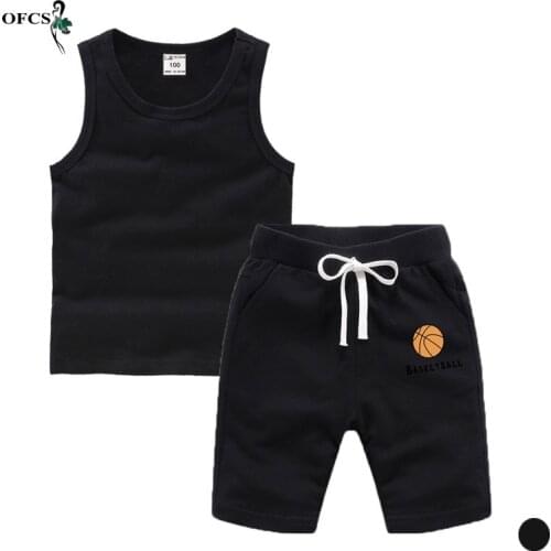 Summer Boys Clothes Sets Solid Pure Color Vest + Cotton Sports Short 2Pcs Combination Leisure Children Suit For Kids Under 2-12Y