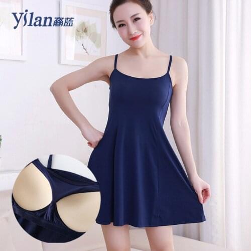 Summer pajamas women with chest pads, free text bra cups, one sleeveless camisole nightdress, home service, base skirt, thin