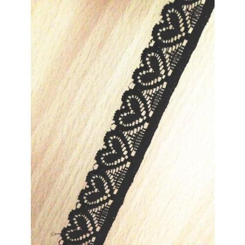 Lovely heart shape elastic stretch small lace trim 2cm width black ,gold , ivory , 200meter/lot for headband handifcraft ribbon