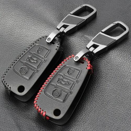 Fashion 3 Button Leather Car Remote Key Fob Shell Cover Case For Audi A1 S1 A3 S3 A4 A6 RS6 TT Q3 Q7 2006 2007 2008 2009 - 2013