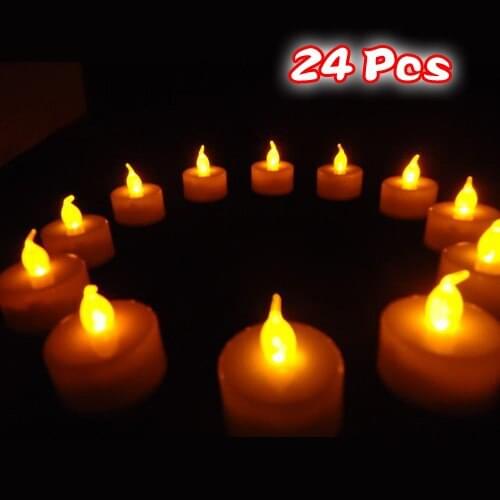 24 Flickering Candle Set Runs on Batteries Flickers Candle Battery Operated Tealight Candles Flameless Candle Wedding Tea Light
