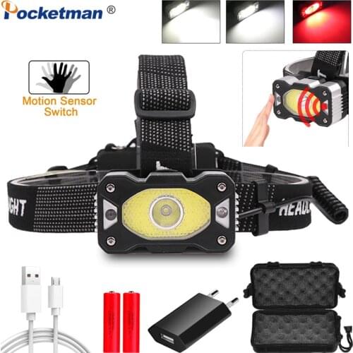 30000LM IR Sensor Headlamp Body Motion Sensor Headlight USB Rechargeable Head Lamp Head Flashlight Waterproof Head Front Torch