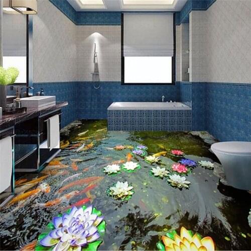 Wellyu Custom Flooring 3D Photo обои Decorative Painting High Definition Chinese Carp Lotus Pond Series 3D Flooring wallpapers