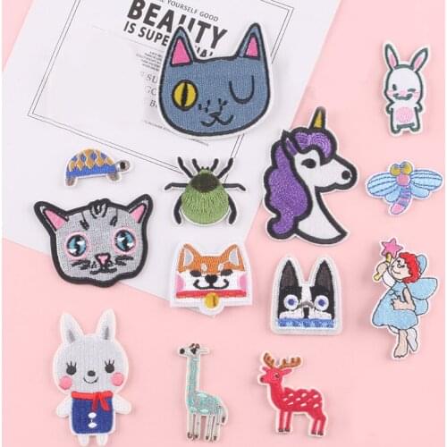 Cat head Iron On Patches Embroidery Badge Applique Clothes Ironing Clothing Sewing Supplies Decorative Badges Sew On patch Hand