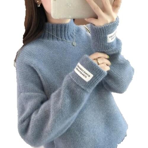 Mink Cashmere Knit Sweater Women Turtleneck Autumn Winter 2020 Long Sleeve Jumper Korean Lady Pullover Female Knitwear