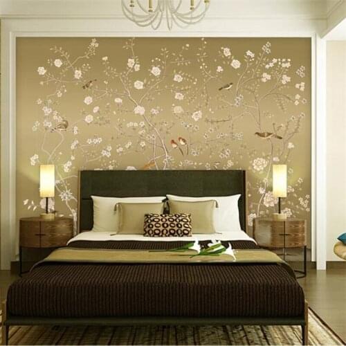 Beibehang papel de parede Custom 3d mural new Chinese HD hand-painted pen and flower figure Chinese style wall papers home decor