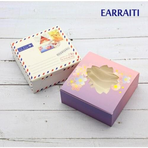 50PCS Thank You Gift Box Wedding Birthday Party Envelope Sakura Candy Sweet Food Paper Gift Boxes Packaging Window Cardboard