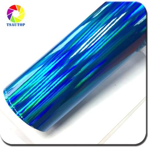 1.42*20M Air free bubbles Rainbow Laser Chrome Vinyl car wrap vinyl film car body sticker Blue