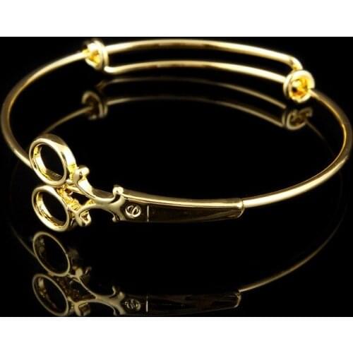 Sky talent bao Expandable Hairdresser Scissor Bangle Bracelets Adjustable Classic Famous Scissor United Kingdom Bracelet Gold GF