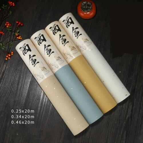Retro Baitk Half-Ripe Xuan Paper 20m Long Scroll Paper with Gold Spot Brush Writing Calligraphy Painting Couplet Creation Paper