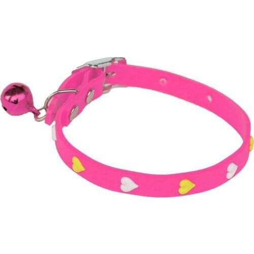 Rubber Pet Collar Cute Kitten Adjustable Collar For Small And Medium Dogs Heart Decor Collar With Small Bell Dog Accessories