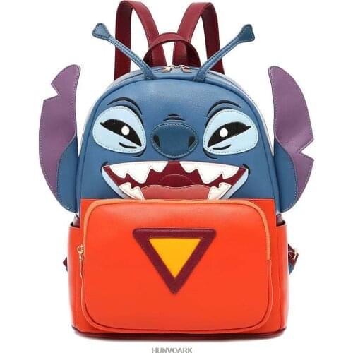 Stitch PU Backpack Women Disney Backpack Travel Female High Quality Bookbag School Bags for Teenage Girls Mochila Feminina