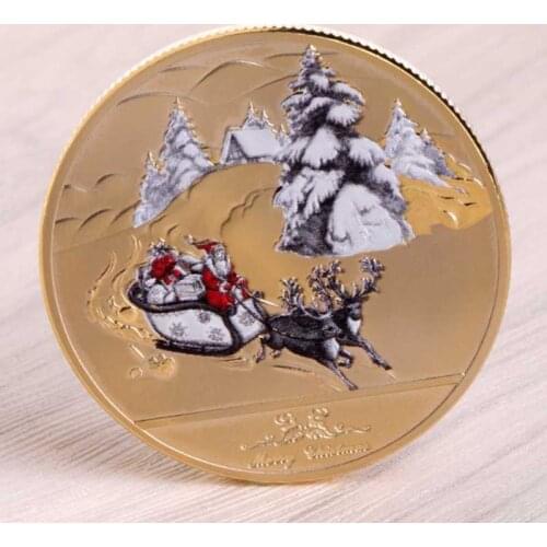 Merry Christmas Santa Claus Gold Plated Commemorative Challenge Coin Souvenirs