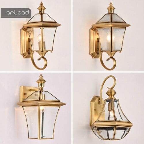 Nordic Outdoor Wall Light Garden IP65 Waterproof Copper Decoration Balcony Porch Front DoorOutside Led Wall Mounted Light