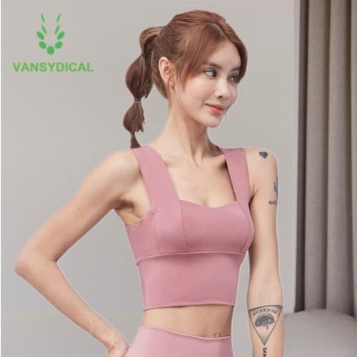 Vansydical Women Vest-type Sports Underwear Gym Yoga Bras Widened Shoulder Strap Running Shockproof Fitness Workout Bra 3XL