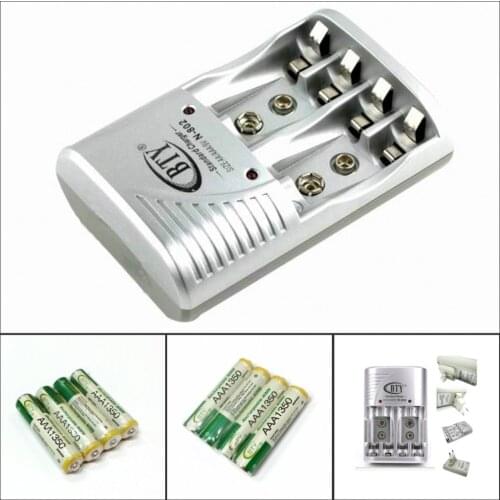BTY N-802 Smart AA AAA Rechargeable Battery Charger+8x 1.2V AAA 1350 Series 350mAh rechargeable Ni-MH battery