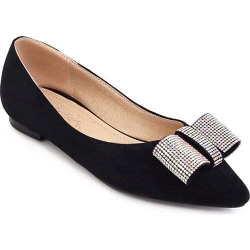 Big Size Single shoes decorated with pointed bow summer flat ladies women shoes woman