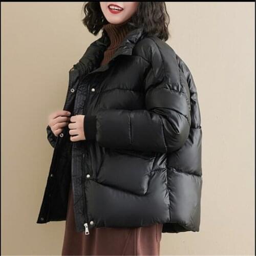 Winter 2020 womens loose cotton clothes New warm womens cotton top Plus size womens padded jacket Stand-up collar bread down