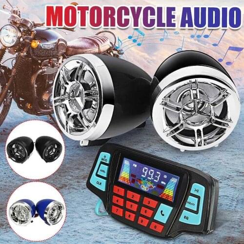 Bluetooth Motorcycle Studio Audio Sound System Speakers FM Radio MP3 Music Player Scooter ATV Remote Control Alarm Speaker