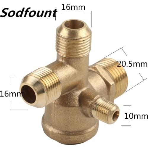 1pcs copper Four-way double-pipe check valve Air compressor accessories 10*16*16*20mm 10*14*14*20mm